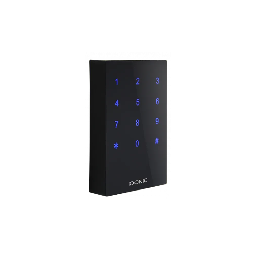 Leitor de controlo de acessos IDONIC AEON 117 preto com teclado digital iluminado a roxo