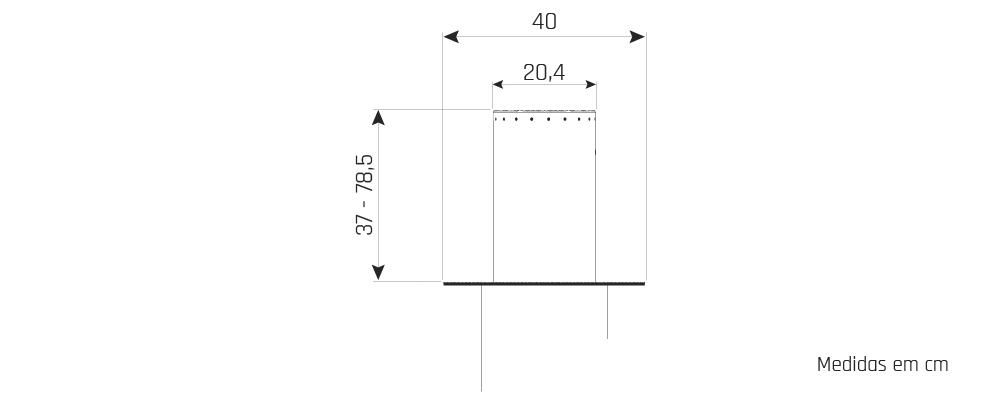 Pilarete Fixo PLT202 - Desenho técnico
