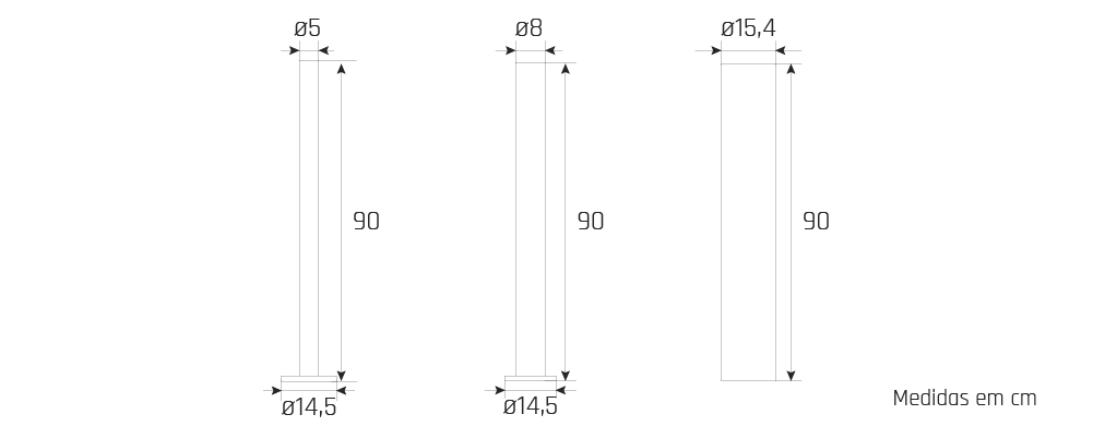 Pilarete para Limitação de Espaços - Desenho técnico