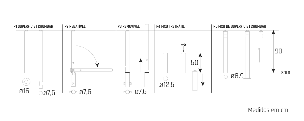 Pilarete Dissuasor - Desenho técnico