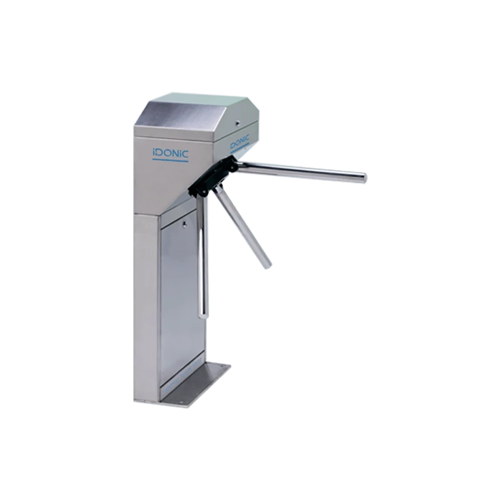 Torniquete tripoide IDONIC TORN T102 em aço inoxidável para controlo de acessos pedonais em edifícios
