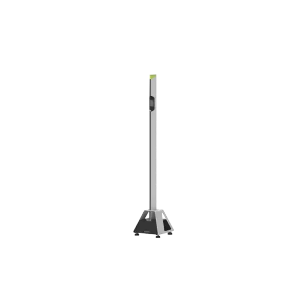 Detetor de metais ferromagnéticos móvel com base robusta e estrutura vertical compacta